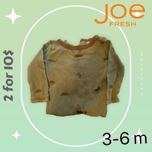 🌈 2/10$ 👍*GUC* JOE FRESH | 3m | Baby Onesie long sleeve dino 🦕